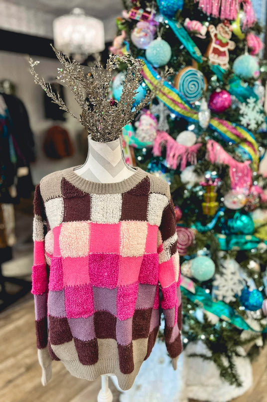 Sugarplum Checkers Sweater